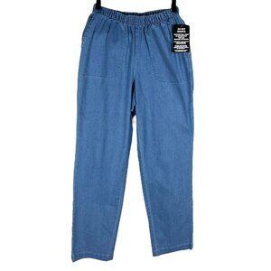 NWT Woman Within Straight Leg Pull-On Stretch Denim Jeans 49-5031-7 Size 12W